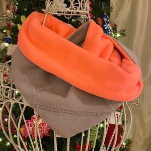 NWOT FP Movement Reversible Fleece Funnel Tube Scarf Neon Coral Gray Free People